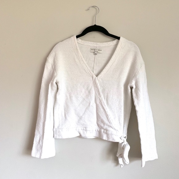 Madewell Texture & Thread White Wrap Tie Top - Picture 3 of 9